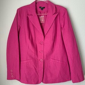 Metrostyle linen blend Fuchsia Blazer vacation Barbiecore Coquette Coastal NWOT
